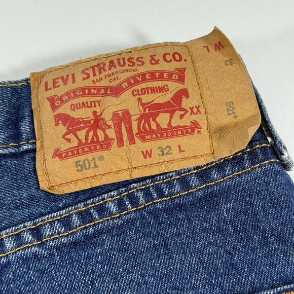 Levis 501 Regular Fit Workwear Classic 9” Inseam Jorts Shorts - Blue Mns 32 - Picture 5 of 12